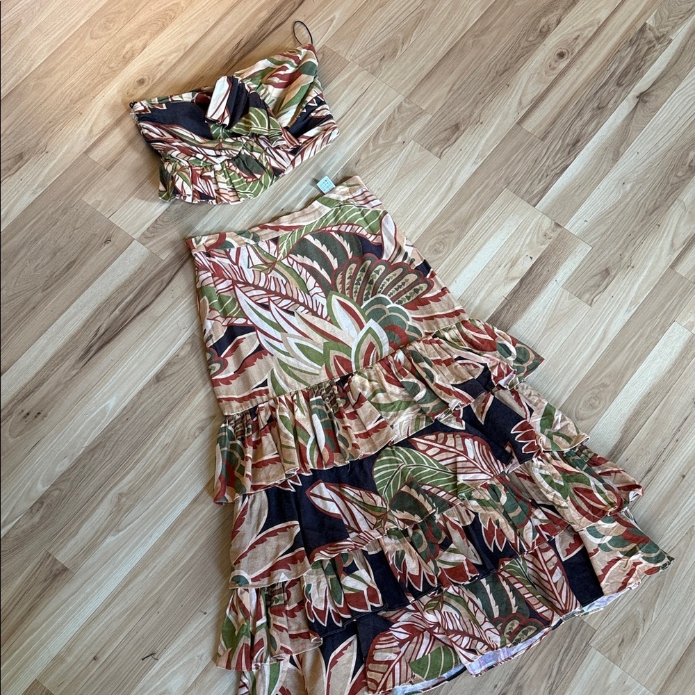 Zara Multicolor Strapless Ruffle Dress - Picture 2 of 7